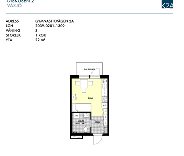 Gymnastikvägen 2A – 1 rok (1309) - Foto 1