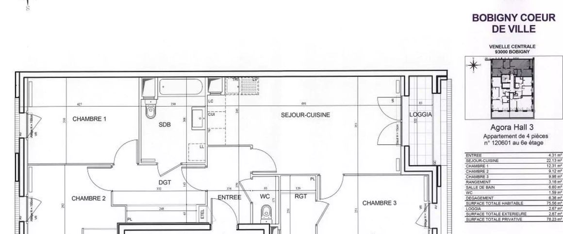 location Appartement T4 DE 75.6m² À BOBIGNY - Photo 1