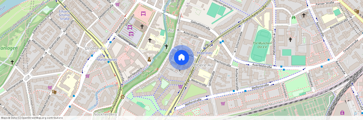 Pöppelstraße, 81541 München Au-Haidhausen ca. 1, 8 km south of Munich-center