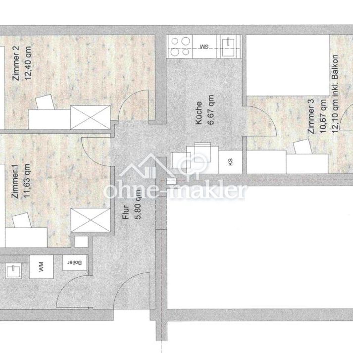 WG-Zimmer 12m2 in voll ausgestatteter 53m2 3er WG - Neuwertig saniert und möbliert in Obergiesing - Photo 1