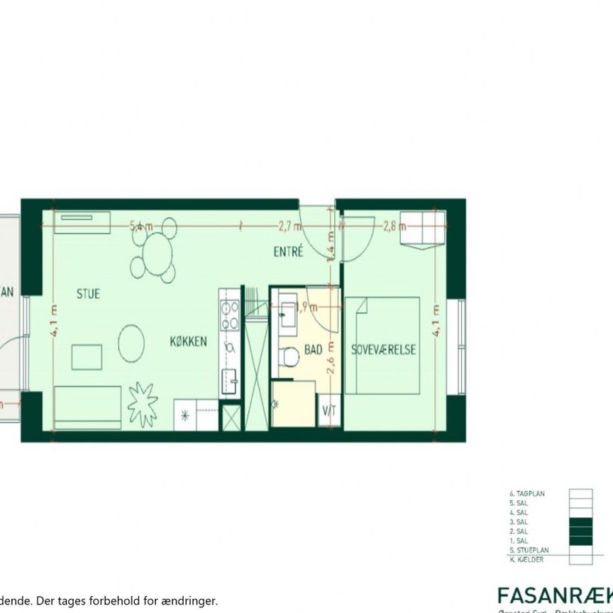 Stor og lys 2-værelses lejlighed med rummelig plantegning og stort badeværelse - Foto 1