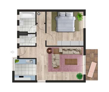 2-Raum-Wohnung mit 48,6 m², Balkon, sep. WC, Wanne, Lift, ruhige Lage. - Foto 1