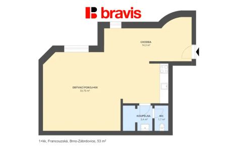 Pronájem bytu 1+kk, 53 m - Фото 5