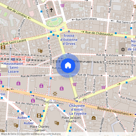 Rue Joubert et rue de la Chaussee d'Antin 75009 Paris (9e arrondissement)