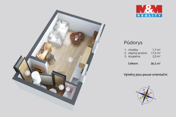 Pronájem bytu 1+kk a garsoniéry 19 m², Zámecká 1113, Děčín - Photo 1