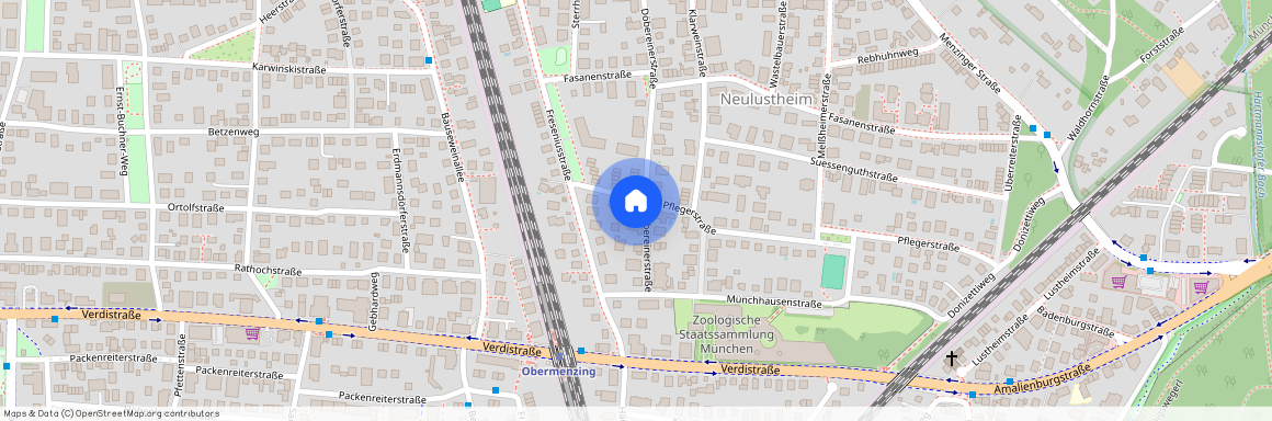Pflegerstraße, 81247 München Obermenzing ca. 7, 8 km west of Munich-center
