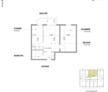 3 Zimmer, 46 m², 1. Stock - Photo 5
