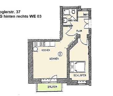 Strießen! Elegante kleine 2-R-Whg Parkett+ Balkon! - Photo 1