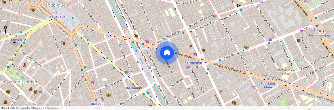 Rue Oberkampf et Avenue Parmentier 75011 Paris (11e arrondissement)