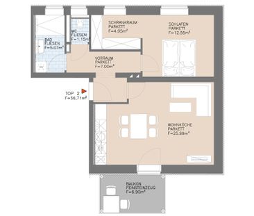 Moderne 2-Zimmer-Wohnung mit Balkon - Photo 1