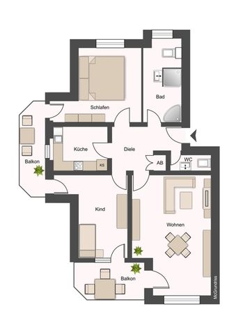 Schöne 3-Zimmer-Wohnung mit zwei Balkonen und TG-Stellplatz - Foto 2