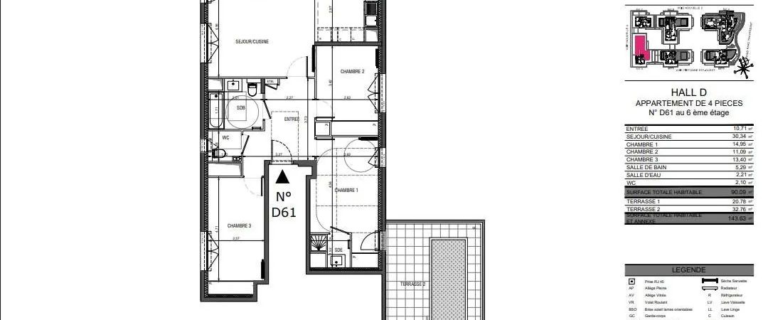 Appartement à louer 4 pièces 90.09m² - Photo 1