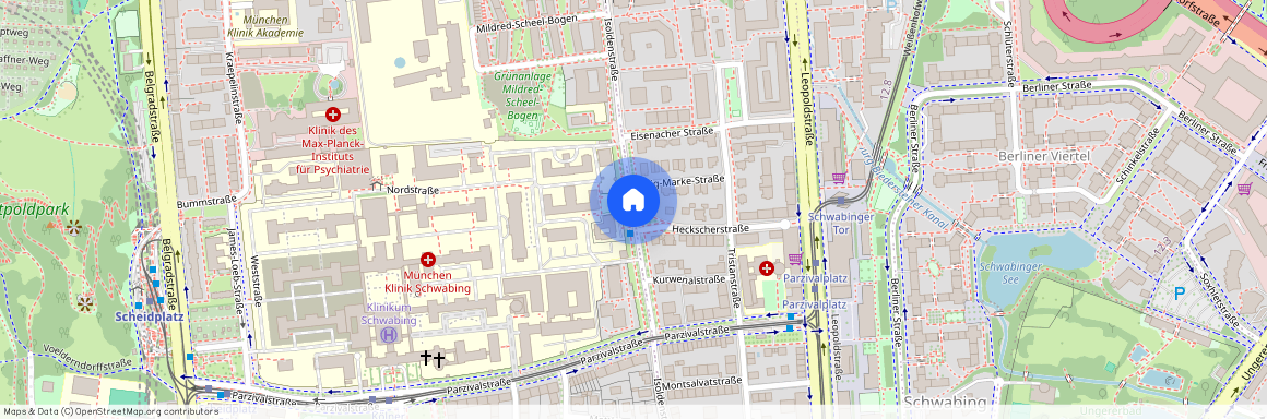 Isoldenstraße, 80804 München Schwabing ca. 4, 0 km north of Munich-center