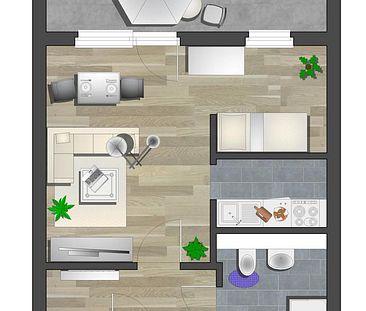 Möblierte 1-Raum-Wohnung mit Balkon - Photo 6