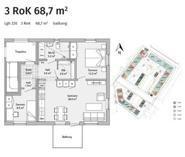 Lgh 226 - 3rok - 68,7m² - Foto 1