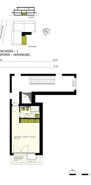 1.5 Zimmer, 35 m², EG - Foto 1