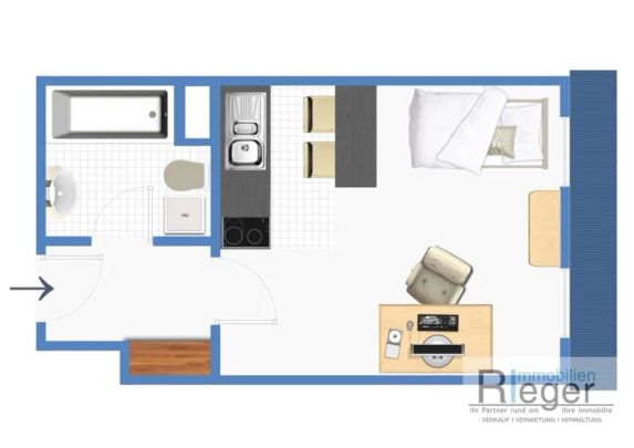 VERMIETUNG: Frei ab 01.11.2024 - WE-NR: 17 - MODERN MÖBLIERTES 1-ZIMMER-APPARTMENT IM HOFER ZENTRUM - Foto 1