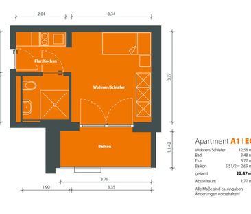 Barrierefreie 1-Raum-Wohnung mit Einbauküche, Dusche und Balkon - Photo 6