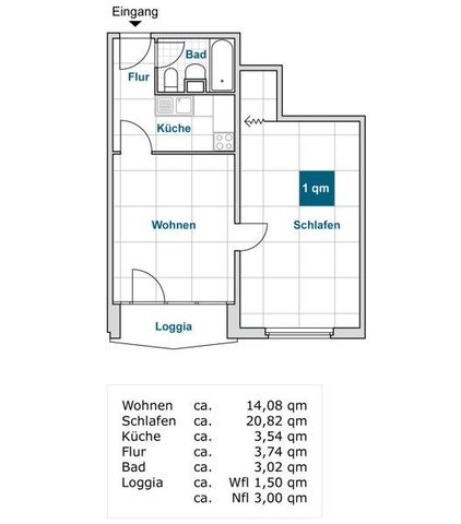 Eine 2 Raumwohnung mit Balkon - Foto 4