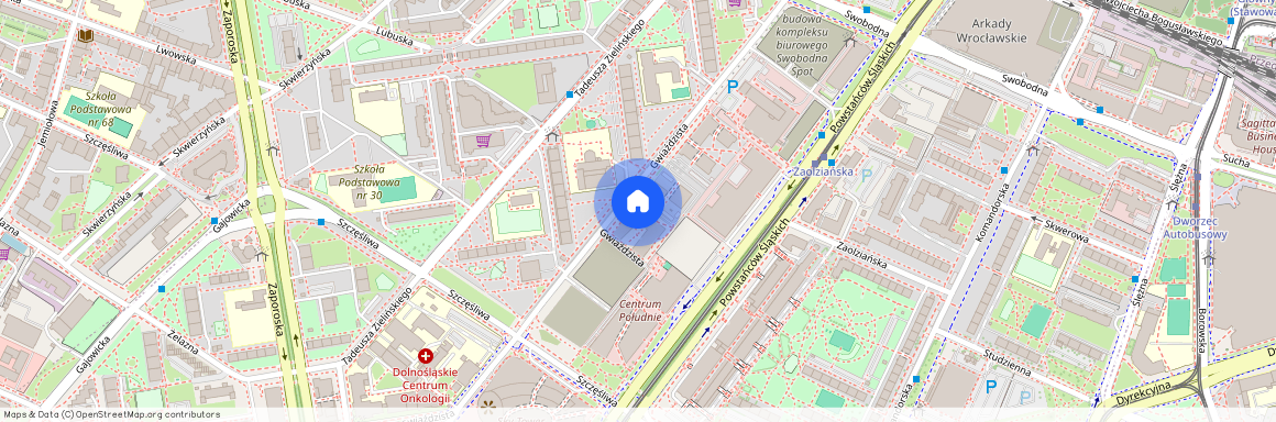ul. Gwiaździsta, Powstańców Śląskich, Krzyki, Wrocław, dolnośląskie
