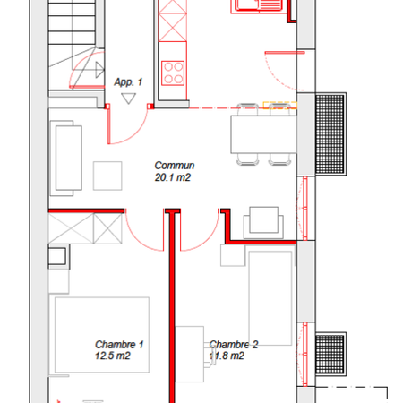 Appartement neuf de 2.5 pièces, meublé, idéal pour colocation - Foto 4