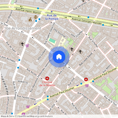 Rue Louis David entre rue Scheffer et Rue de la Tour 75116 Paris (16e arrondissement)