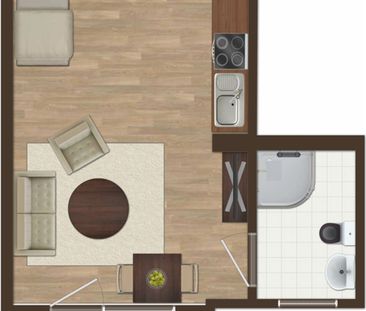 Schicke 1-Raumwohnung für Singles, Senioren und Studenten - Foto 4