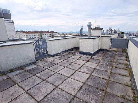 TERRASSENHIT, 61 m2 Dachgeschoß mit 48 m2 Terrasse, Wohnküche, 1 Zimmer, Wannenbad, Parketten, Fernblick, Holbeingasse - Foto 4