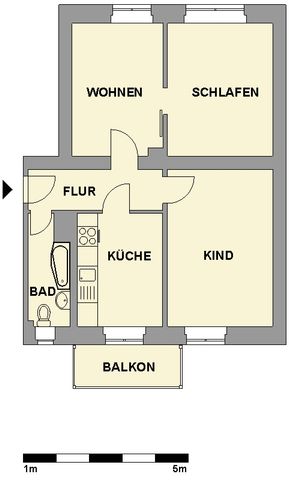 3-Raum-Erdgeschosswohnung mit Tageslichtbad und Balkon - Foto 2