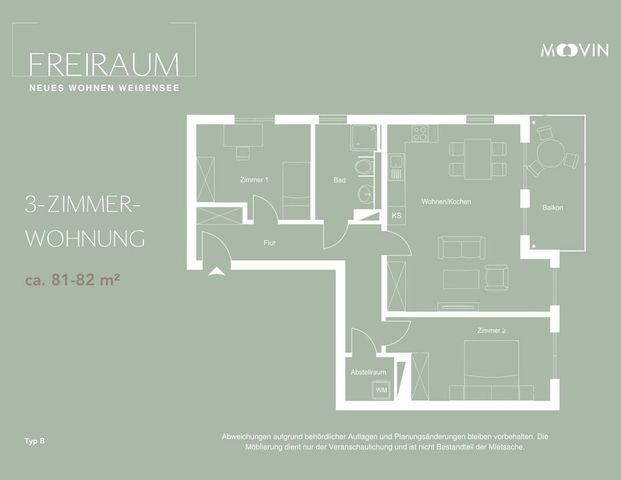 IHR NEUES WOHLFÜHL-ZUHAUSE: Geräumige 3-Zimmer-Wohnung mit BALKON und EBK im Weißenseer Neubauquartier FREIRAUM - Foto 1
