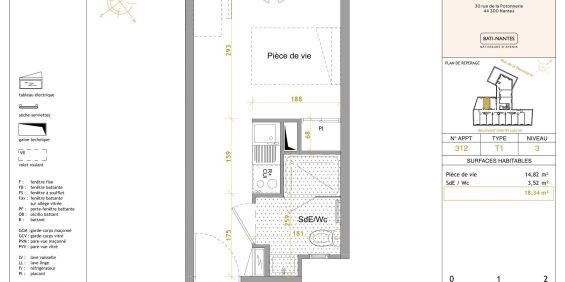 Location Appartement 1 pièce Meublé 18m² NANTES 44300 - Photo 3