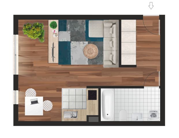 1-Raum-Wohnung, 31,1 m², Lift, Bad mit Wanne, Kfz-Stellplatz möglich. - Foto 1