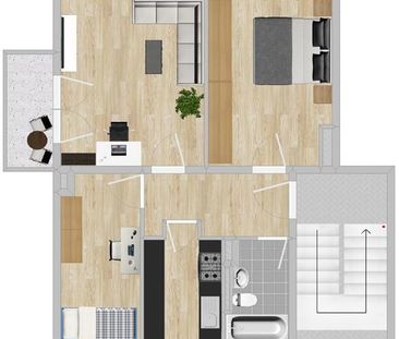 3 Räume und Balkon in Gröba - Foto 1