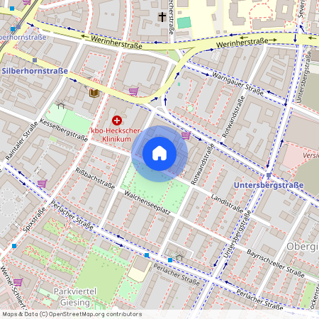 Walchenseeplatz, 81539 München Obergiesing ca. 3, 0 km south of Munich-center