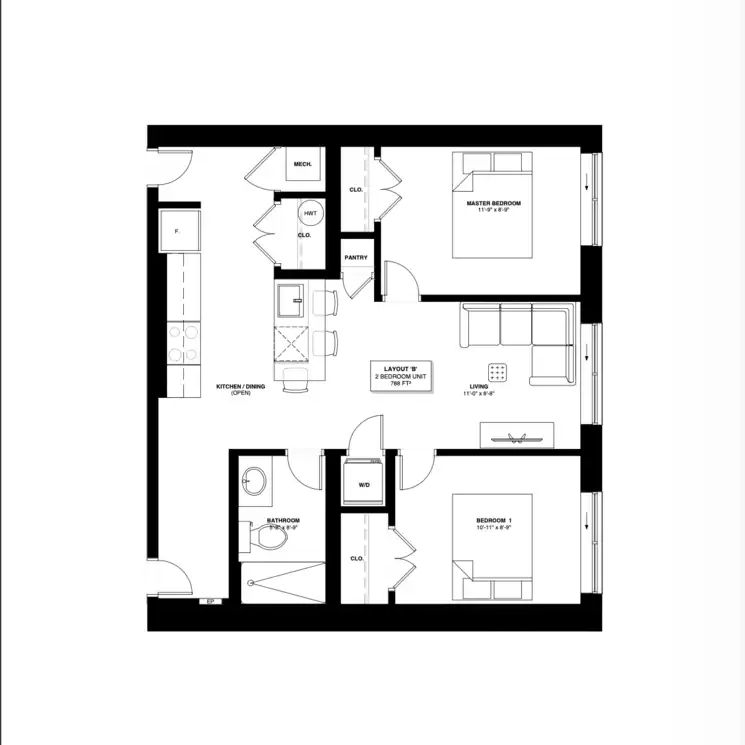 2405-2409 Carlsen — 2-Bedroom 1-Bathrom - Photo 2