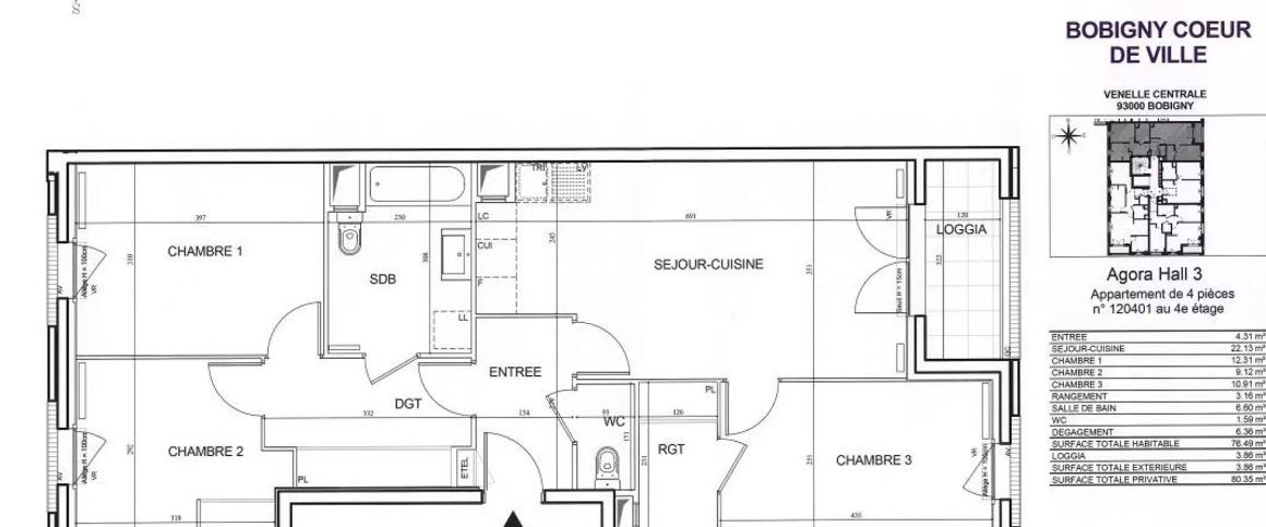 location Appartement T4 DE 76.4m² À BOBIGNY - Photo 1