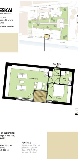 Zentrale 2-Zimmer-Wohnung im Erdgeschoss Grieskai/Lagergasse - Photo 2