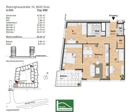 AKTION 1 MONAT MIETZINSFREI! URBAN LIVING – HOCHWERTIG AUSGESTATTETE WOHNUNGEN IM GRAZER WESTEN - Foto 5