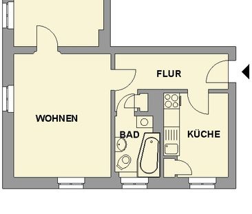 In ruhiger Seitenstraße gelegene 2-Raum-Wohnung mit Wanne - Foto 6