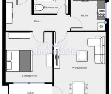 Möblierte 2 Zimmer Wohnung mit Fahrstuhl und Balkon im 4. OG - Photo 2