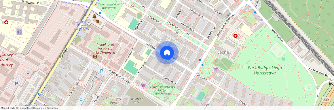 ul. Czerkaska, Leśne, Bydgoszcz, kujawsko-pomorskie