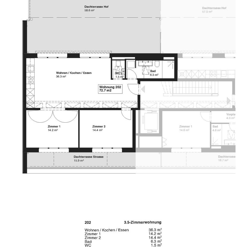 Exklusive, helle 3.5-Zimmerdachwohnung mit grosser Dachterrasse im beliebten Paulusquartier - Photo 1