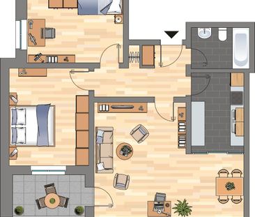 Modernisierte 3-ZKB-Balkonwohnung in der 8. Etage eines Hochhauses ... - Photo 2