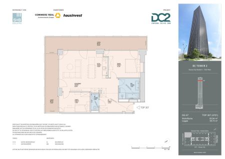 3 Zimmer mit Weitblick - DC2 Tower: SKY RESIDENCES - 47. Etage - Photo 5