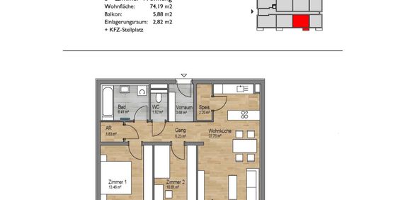 Schöne Balkonwohnung im 1. Geschoss mit Lift - Foto 3
