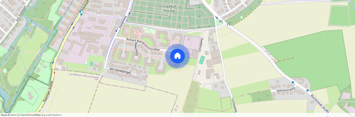 Richard-Riemerschmid-Allee, 81241 München Pasing ca. 9, 0 km west of Munich-center