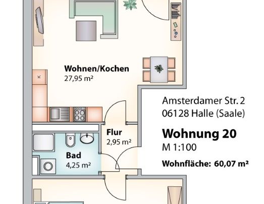 Frisch saniert in der 5. Etage. Hübsche 2-Raum-Wohnung mit offener Küche - Photo 1