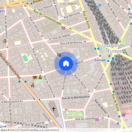 Rue du Rocher entre rue de Vienne et rue de Naples 75008 Paris (8e arrondissement)