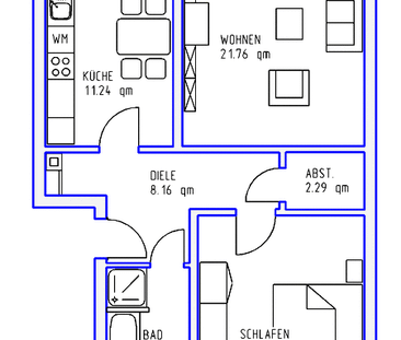 2 Zimmer, Küche, Bad, Loggia, 3.OG rechts - Photo 1