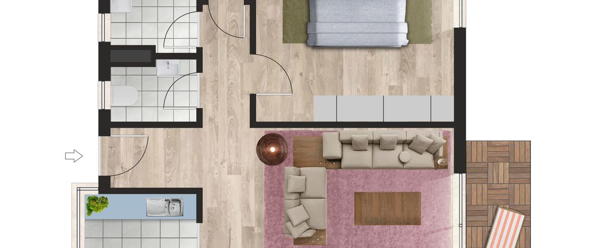 2-Raum-Wohnung mit 48,6 m², Balkon, sep. WC, Wanne, Lift, ruhige Lage. - Foto 1